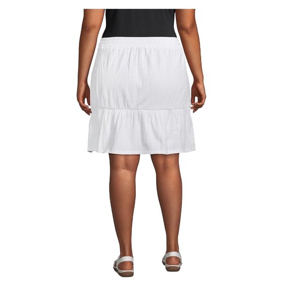 NWT Lands End Womens Hi Rise Pull On Tiered Skirt Pure White Size S $75 FLC183 - Picture 3 of 5